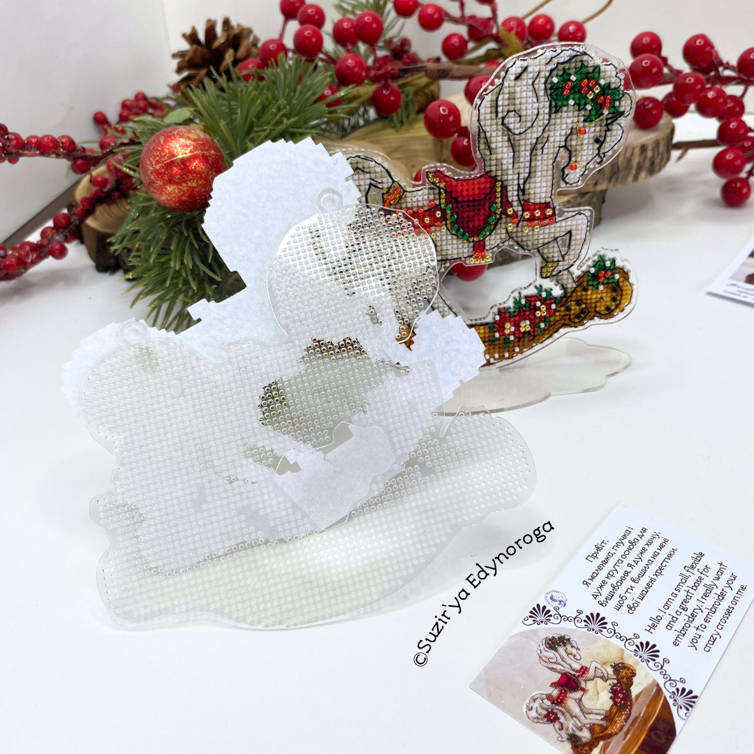 Christmas Rocking Horse Bead & Cross Stitch Kit