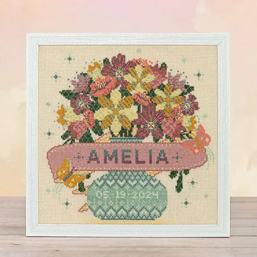 Bouquet + Butterflies | Modern Baby Sampler