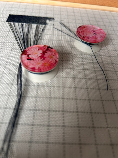 Pink Flowers - Parking Bobbins 2pack