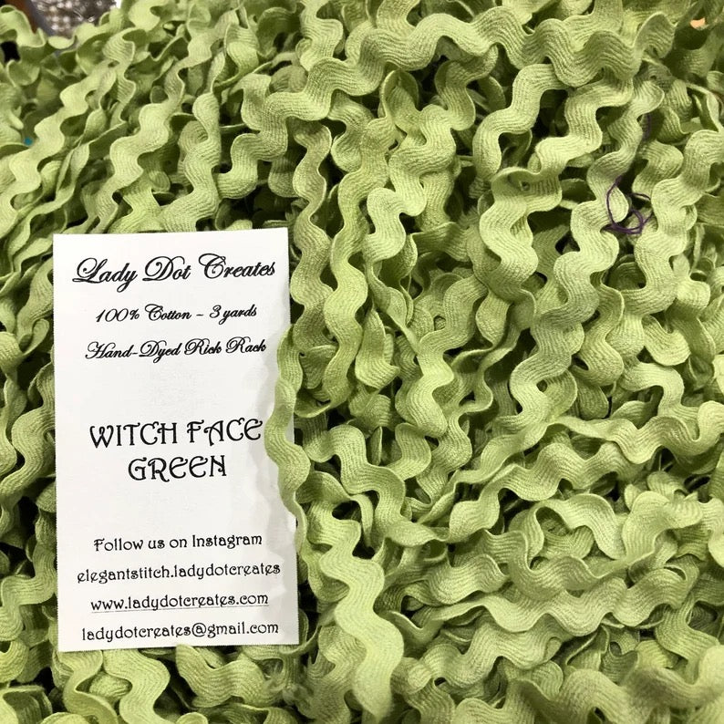 Witch Face Green | 1/2" Rick Rack Trim