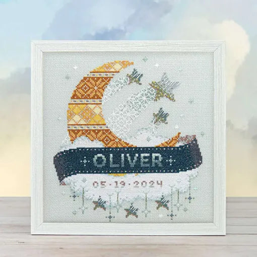 Moon + Stars | Modern Baby Sampler