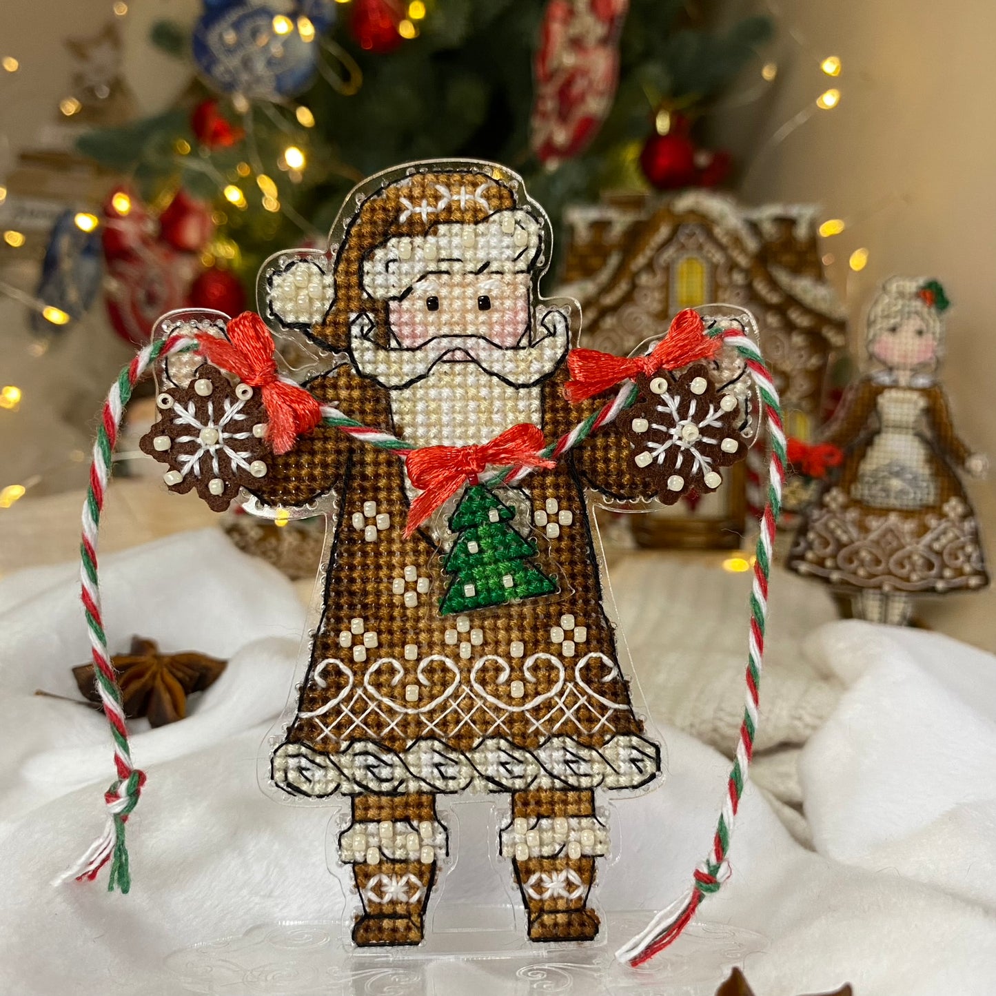 Gingerbread Mr Santa Bead & Cross Stitch Kit