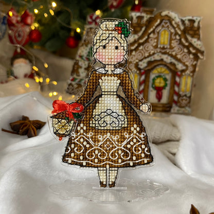 Gingerbread Mrs Santa Bead & Cross Stitch Kit