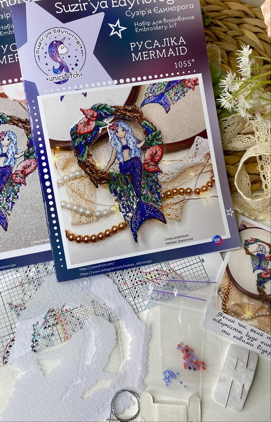 Mermaid Bead & Cross Stitch Kit